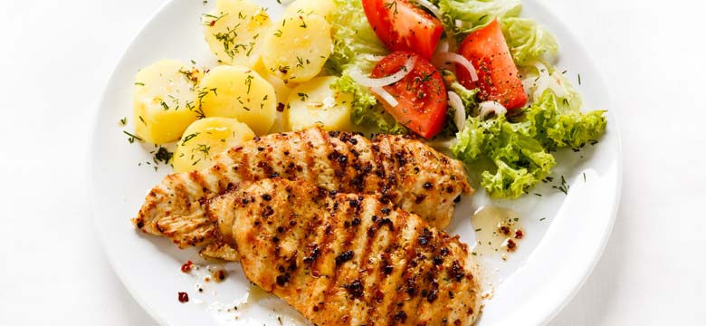 Grilled meat and vegetables grilled chicken