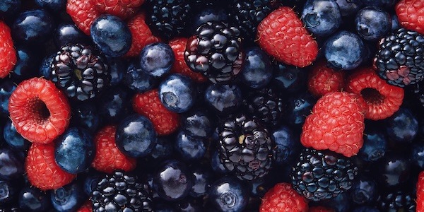 blueberies, raspberries and black berries shot top down blueberies, raspberries and black berries shot top down